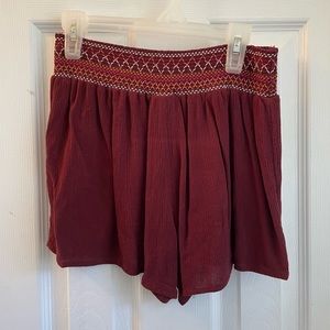 Red linen shorts